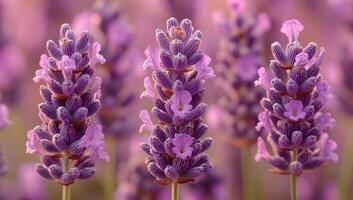 Close up of Lavender Flowers in a Field photo