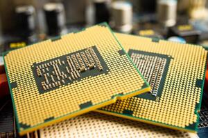 Central Processing Unit, CPU chip processor of computer mainboard, electronic technology. photo