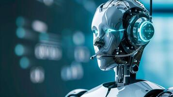 Robot AI artificial intelligence for automation process technology. photo