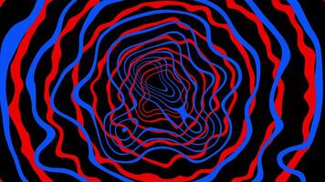 A black and red spiral with blue lines video