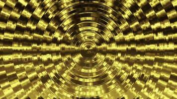 Glowing Reflective Gold Circle Ripple Wave animation, circular motion graphics, wave loop, abstract background and footage video