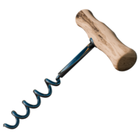 A wooden corkscrew with a blue handle png