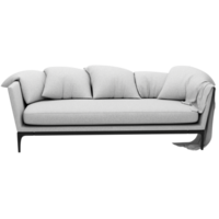 A black and white image of a couch with pillows png