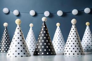Black and white polka dot party hats photo