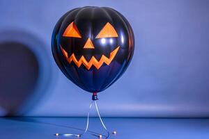 A halloween balloon with a jack o lantern face photo
