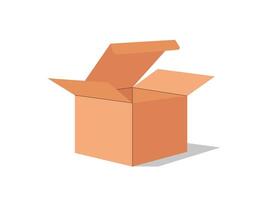 Opened brown paper box with shadow, cardboard vector