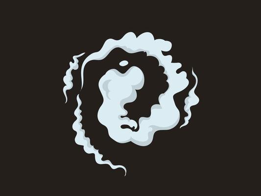 Smoke clouds. Comic smoke flows. Smoke steaming cloud