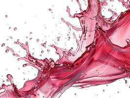 The dynamic splash of red wine forms intricate and abstract shapes against a pristine white backdrop, reflecting the interplay between color and movement, embodying elegance photo