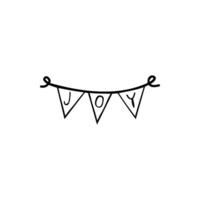 Icon paper garland flags. Black and white illustration. In doodle style. Stock isolated clipart on a white background. vector