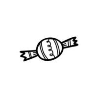 Doodle candy in a striped wrapper. Simple doodle clipart in a trendy minimalism style. Element for design card, sticker, sweets, caramel, chocolate minimalism, monochrome. vector
