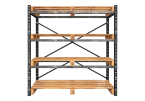 A wooden shelf with four shelves and two shelves png