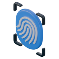 3d render illustration of fingerprint biometric, technology 3d elements, rendering. it can be used for any purpose. png