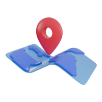 Eye-Catching 3D Illustration of Maps with a Red Location Pin and Versatile Elements for Various Uses png