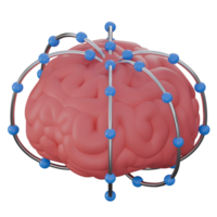 3d render illustration of ai brain, technology 3d elements, rendering. it can be used for any purpose. png