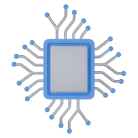 3d render illustration of chip, processor, technology 3d elements, rendering. it can be used for any purpose. png