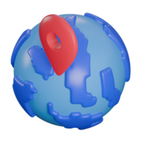 3d render illustration of world maps, destination, pin 3d elements, rendering. it can be used for any purpose. png