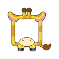 Square giraffe frame. Cartoon avatar for UI games. Empty animal frame for your kids decor, print or stickers. png