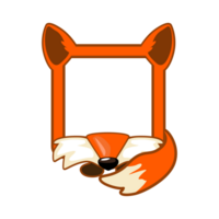 Cute Square Fox frame. Cartoon avatar for UI games. Empty animal frame for your kids decor, print or stickers. png