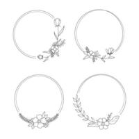 set of hand drawn floral frame template vector