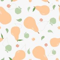 Seamless pattern of cute apple and pear vector