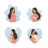 mother and kid set item vector