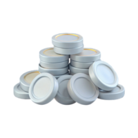 Pile of silver coins isolated on transparent background cutout png