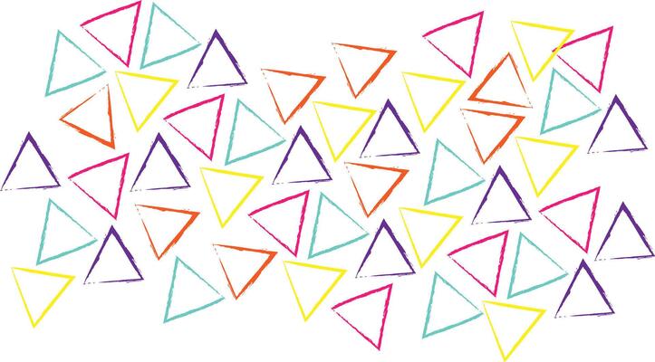 Square drawn with colorful triangle, square shapes drawn with dry brush,