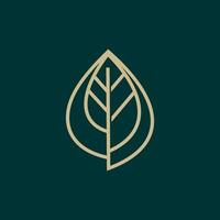 Leaf icon logo nature simple outline thin line isolated vector