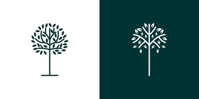 Tree line icon logo background simple garden green isolated vector