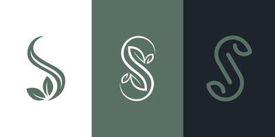 S leaf icon logo abstract spa wellness design business vector