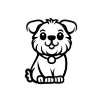 fun dog cartoon character drawing coloring line art style sketch classic vintage design illustration vector