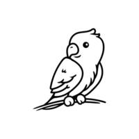 parrot bird fun character drawing coloring line art style sketch classic vintage design illustration vector