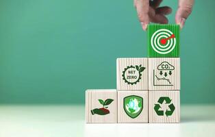 Environmental management goals. Concept of net zero, green community, reducing carbon dioxide emissions target. limit climate change and global warming photo