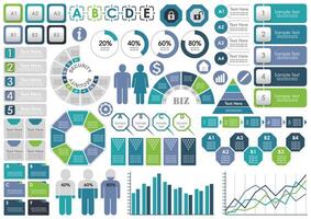 Set Of Assorted Business-Related Infographics, Tags, And Icons Isolated On A White Background. vector