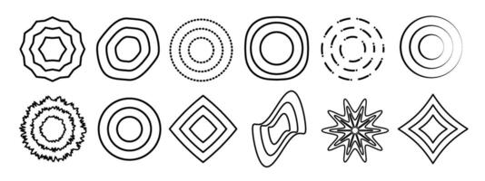 Abstract geometric shapes. Illustration of round objects and circles. Line elements, signs and round forms. vector