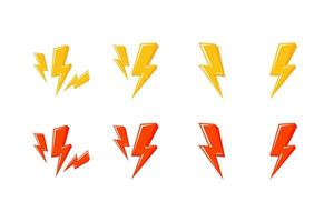 Lightning Bolt Icons Set. lightning icon in yellow and red color vector
