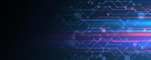 Abstract technology background with glowing lines vector