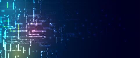 Abstract digital technology background with colorful lines vector