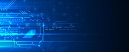 Technology background with blue lights and lines vector