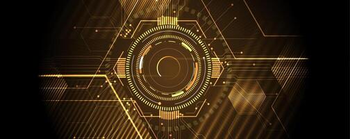 Abstract futuristic technology background with golden circle vector