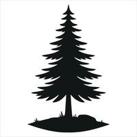 pine and crismast tree silhouette vector