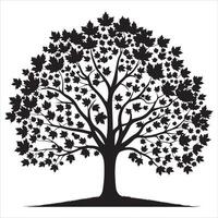 maple silhouette tree art with backround vector
