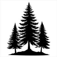 pine tree with silhouette art style vector