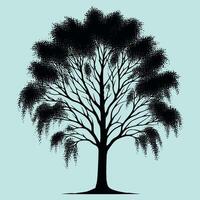simple silhouette tree with backround vector