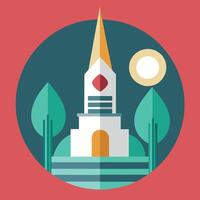 A church with a steeple and trees vector