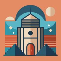 A flat style illustration of a building with a clock tower vector