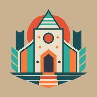 The church is in the middle of a field vector