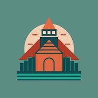 An illustration of a building with a roof vector