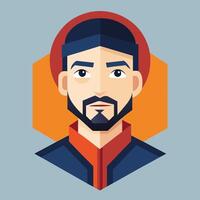 A man with a beard and a hat on a blue background vector
