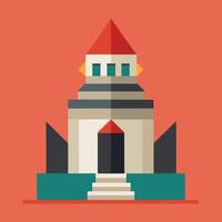 A flat design of a building with a red roof vector